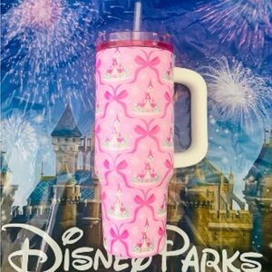 Disney Parks Magic Winter Holiday Pink Princess Castle 40oz Tumbler